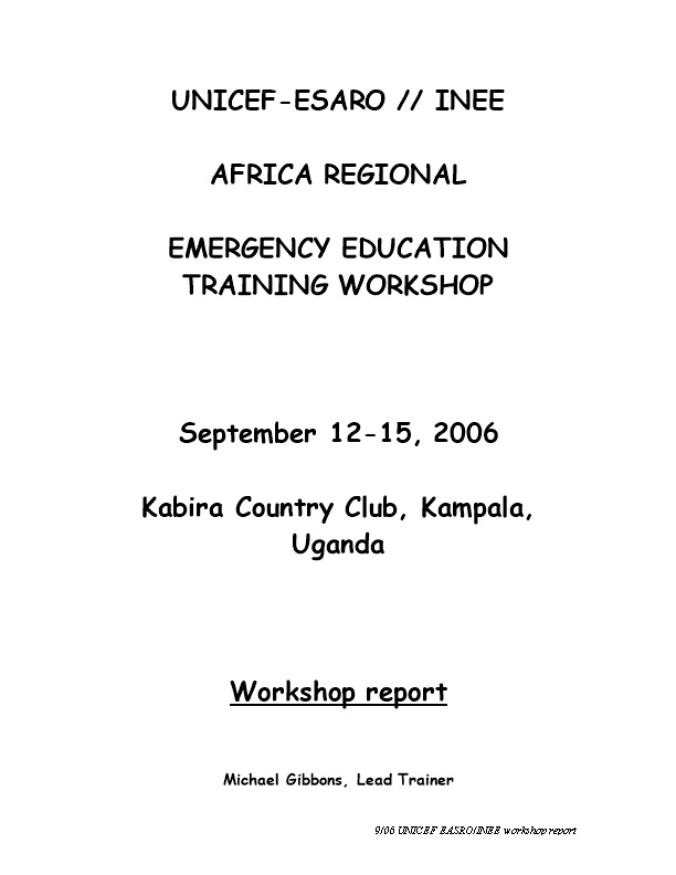 Unicef Inee East Africa Regional