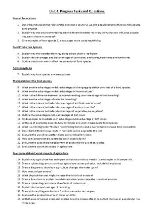 Unit 4.Progress Tasks and Questions
