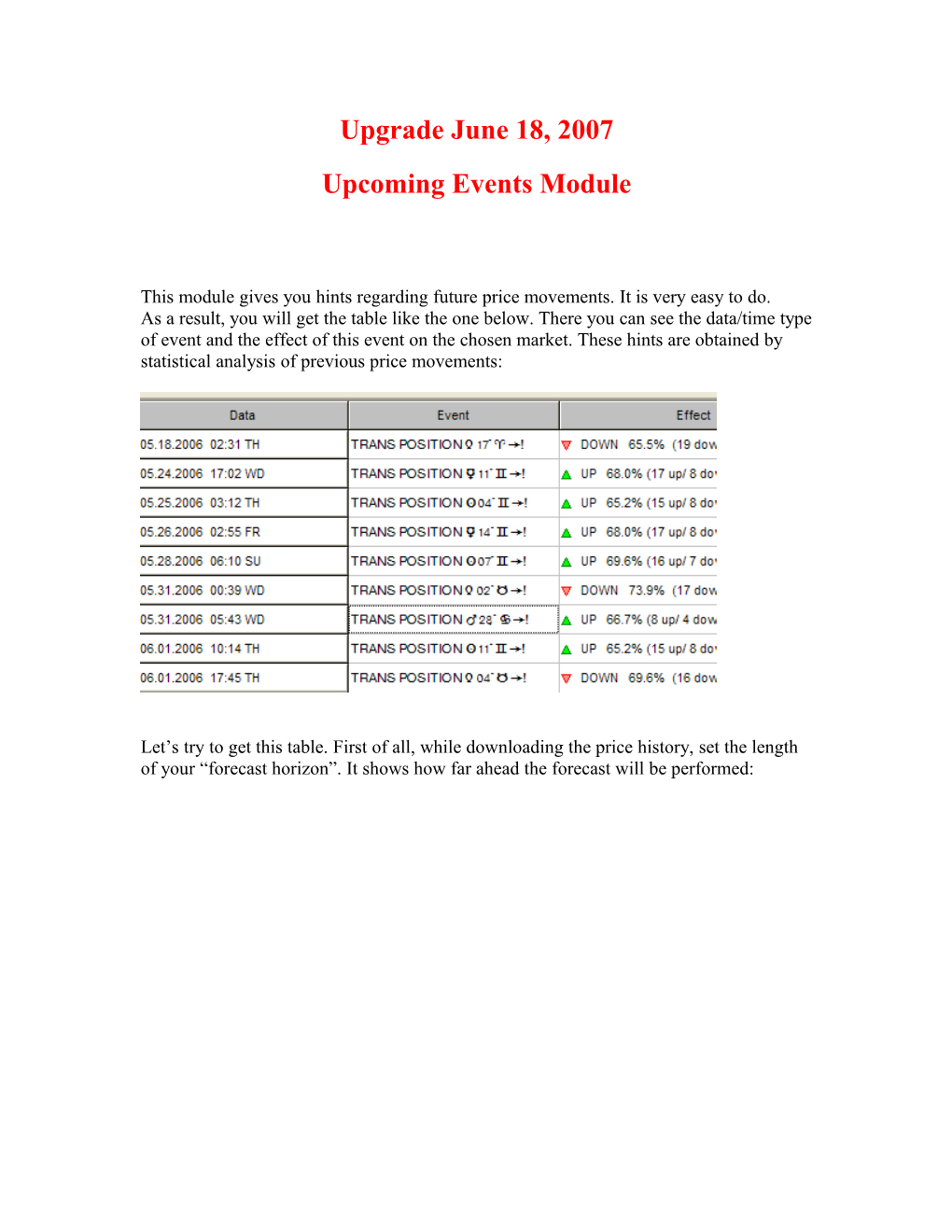 Upcoming Events Module