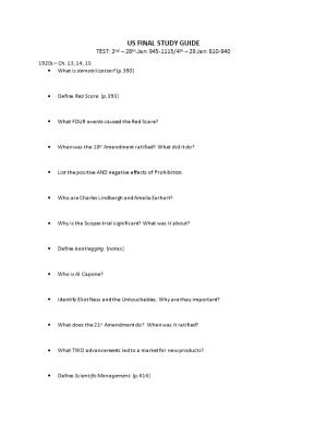 Us Final Study Guide