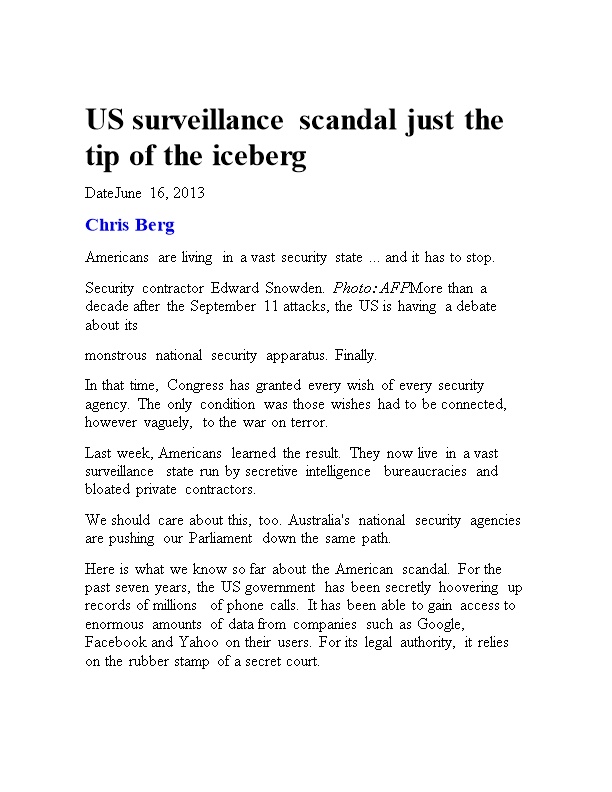 US Surveillance Scandal Just the Tip of the Iceberg