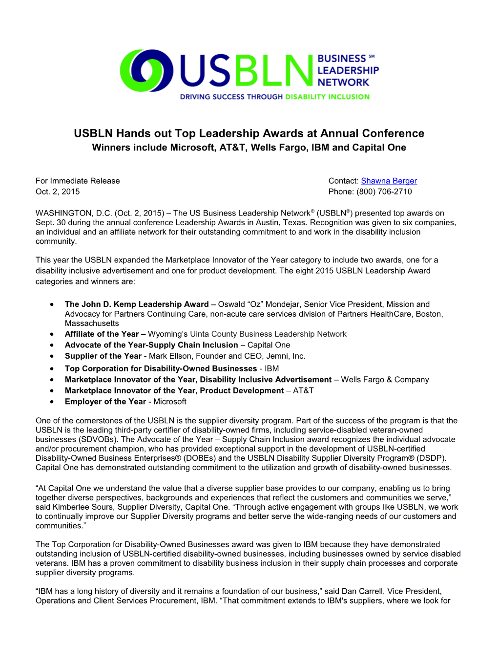USBLN Hands out Top Leadership Awards at Annual Conference