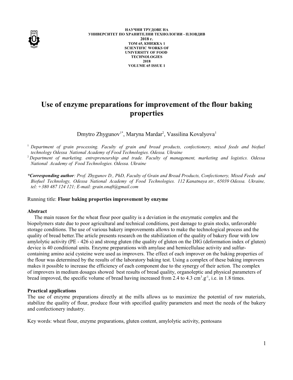 Use of Enzyme Preparations for Improvement of the Flour Baking Properties