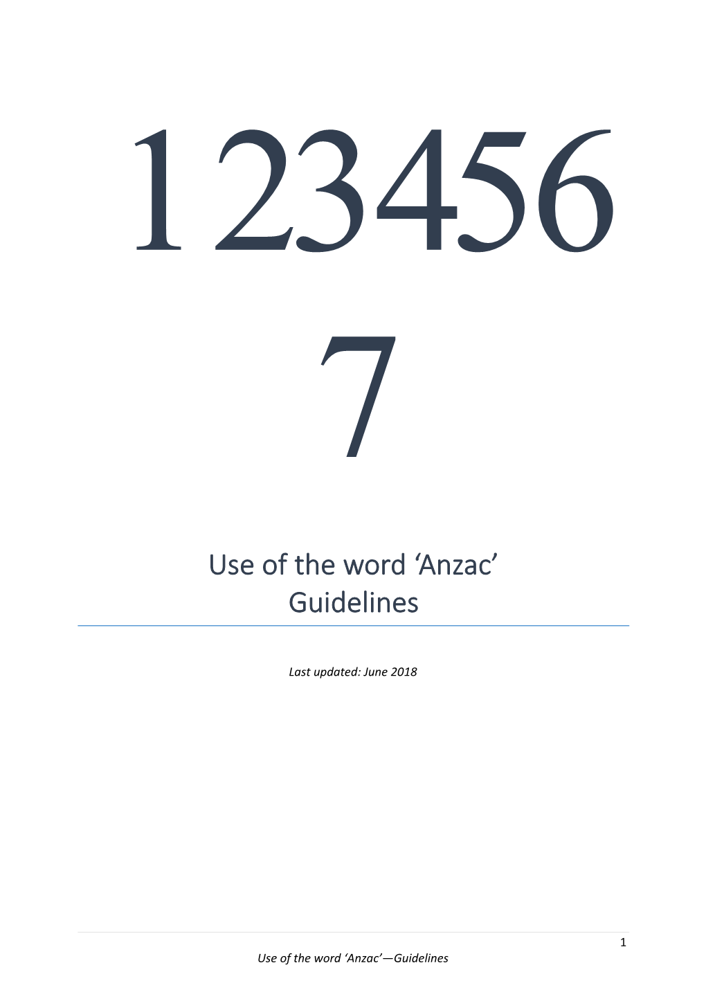 Use of the Word Anzac Guidelines