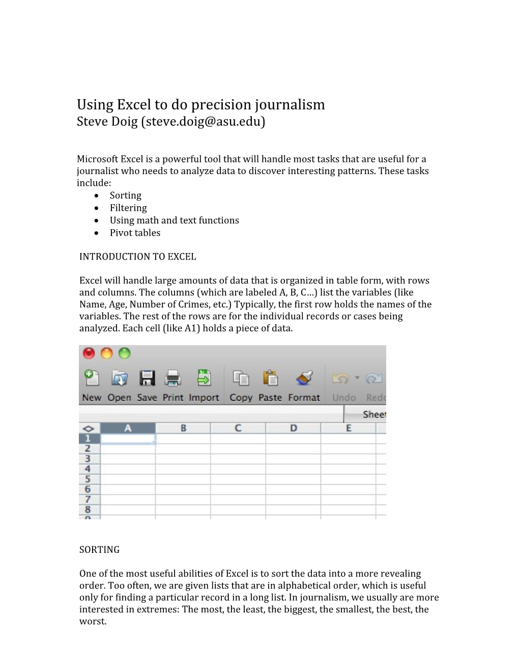 Using Excel to Do Precision Journalism