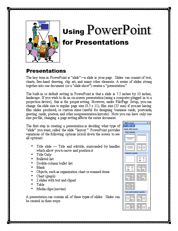 Using Powerpointfor Presentations