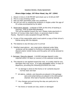 ______Vacation Rental / Rules Agreement