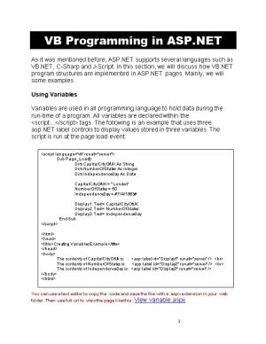 VB Programming in ASP.NET