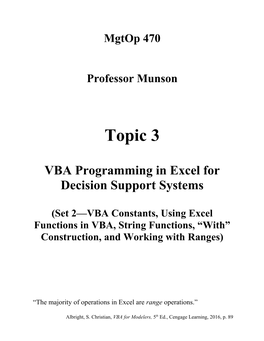 VBA Programming in Excel For