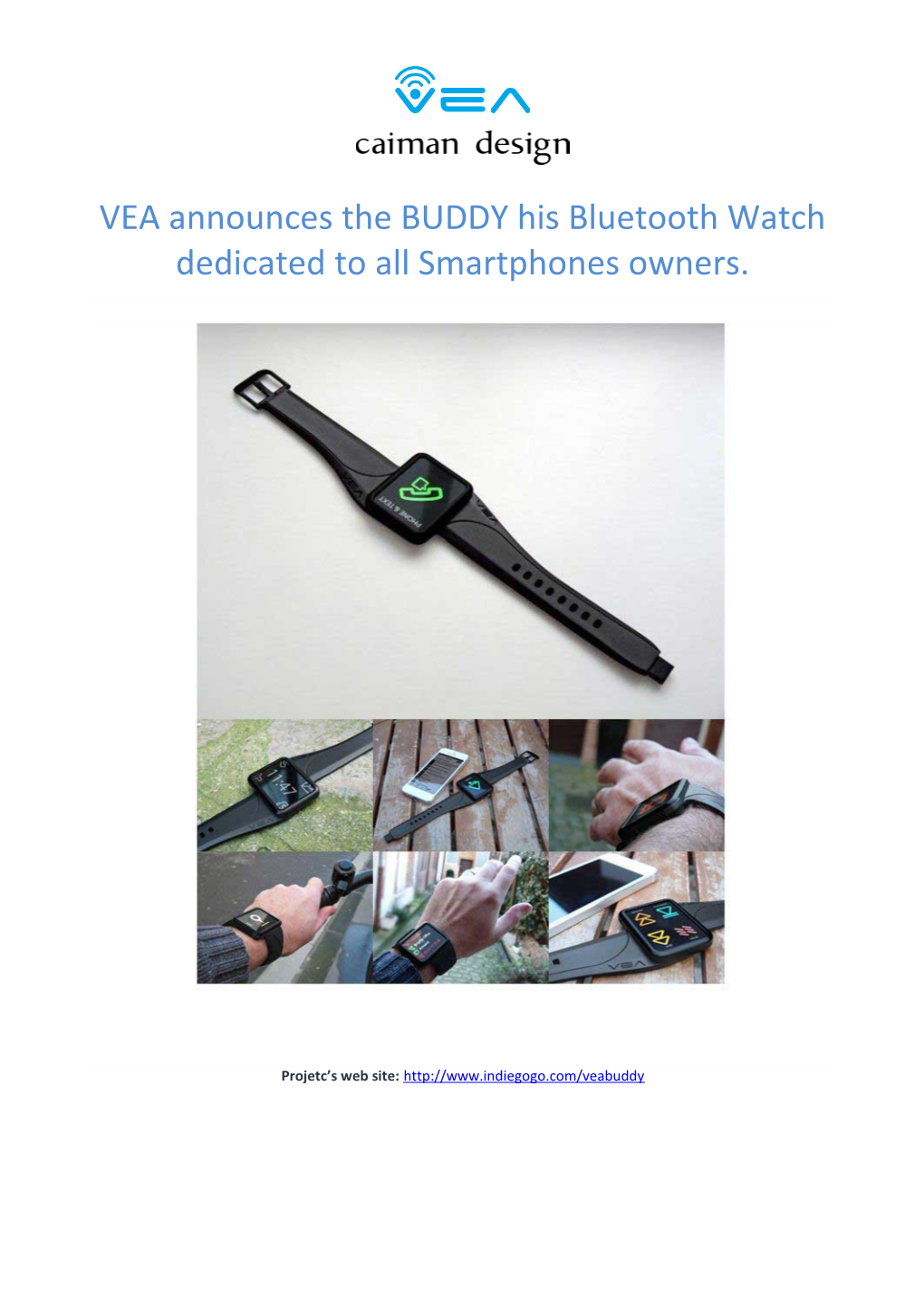 VEA Announces the BUDDY His Bluetooth Watch Dedicated to All Smartphones Owners
