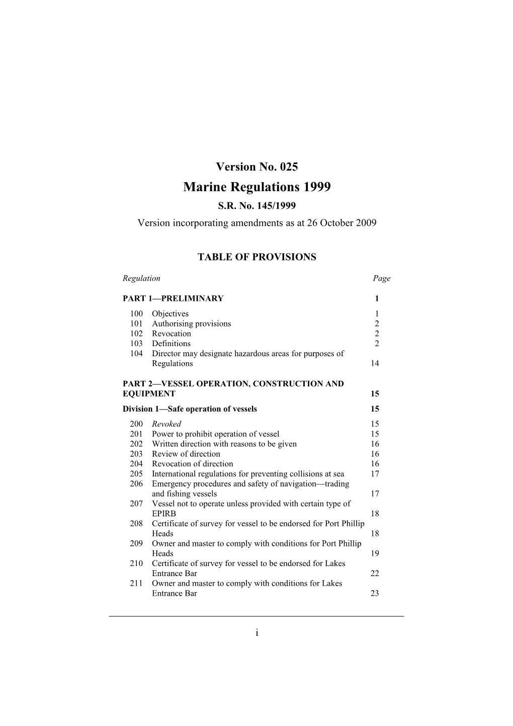 Version Incorporating Amendments As at 26 October 2009