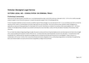 Victorian Aboriginal Legal Service Response to Victoria Legal Aid Delivering High Quality