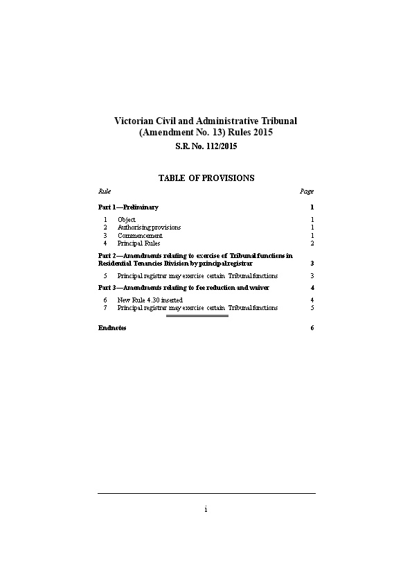 Victorian Civil and Administrative Tribunal (Amendment No. 13) Rules 2015