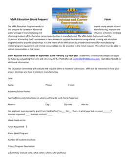 VMA Education Grantrequest Form