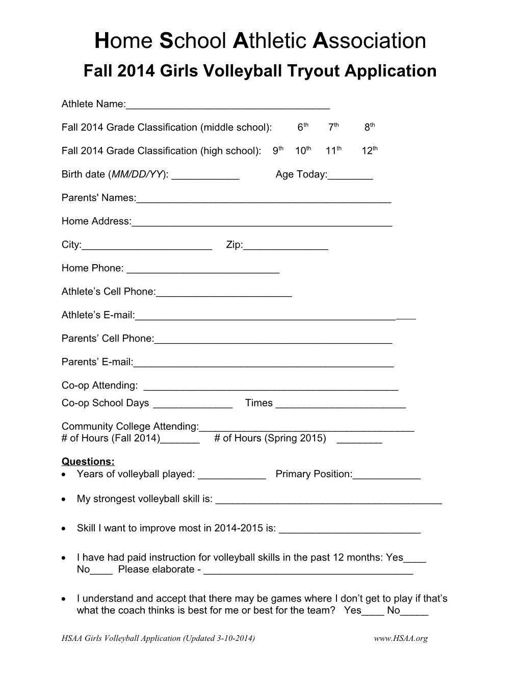Volleyball Tryout Application
