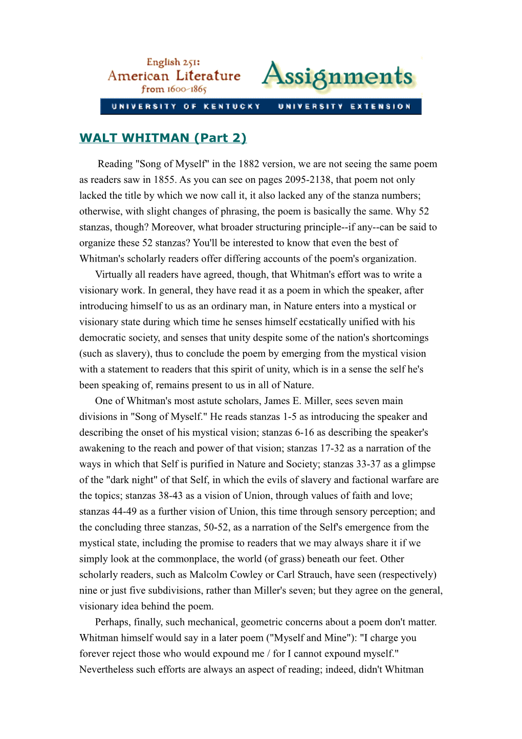 WALT WHITMAN (Part 2)