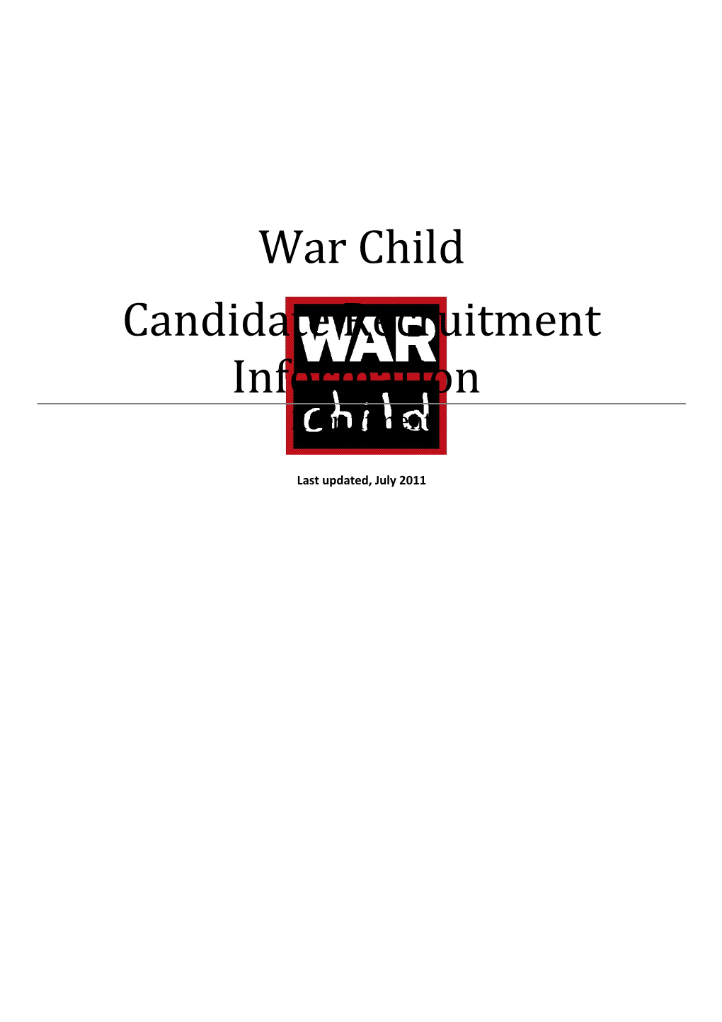 War Child Candidate Application Pack