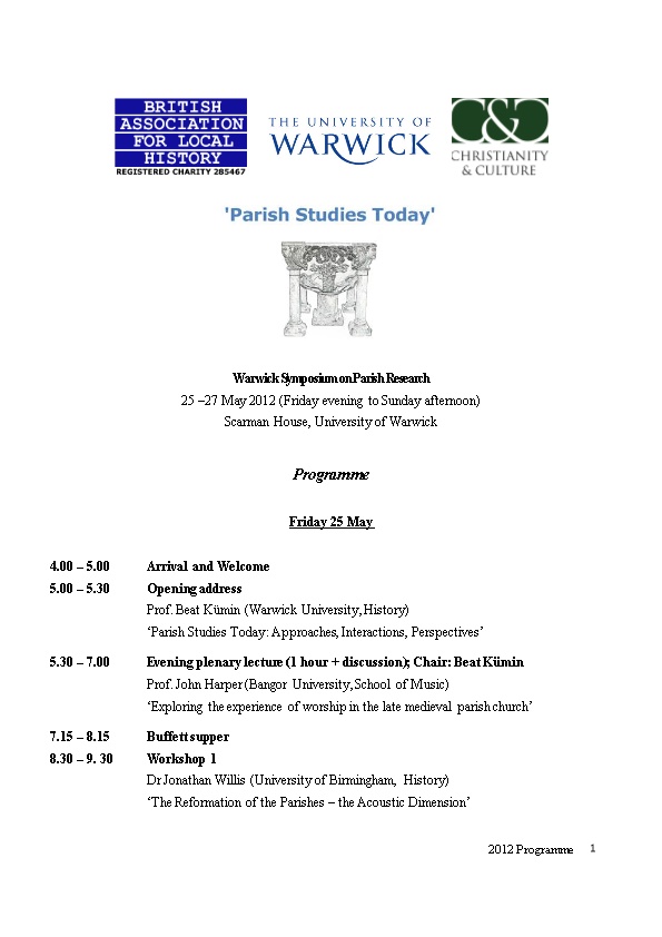 Warwick Symposium on Parish Research