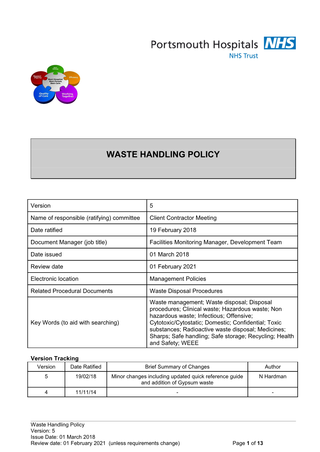 Waste Handling Policy