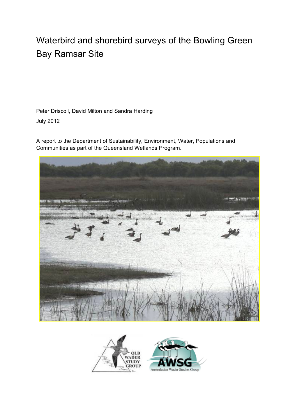 Waterbird and Shorebird Surveys of the Bowling Green Bay Ramsar Site