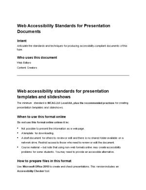 Web Accessibility Standards for Presentation Documents
