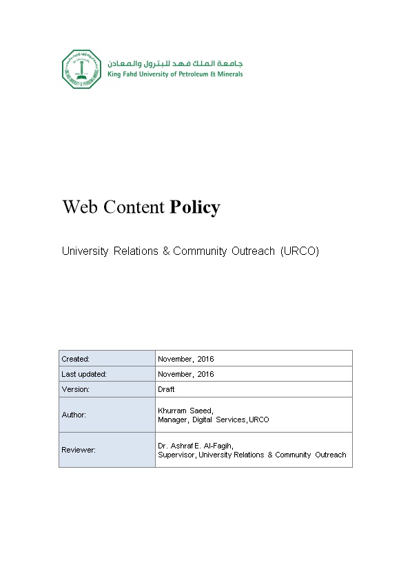 Web Content Policy