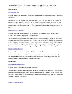 Web Foundations - Web Site Critique Assignment by Ed Einfeld