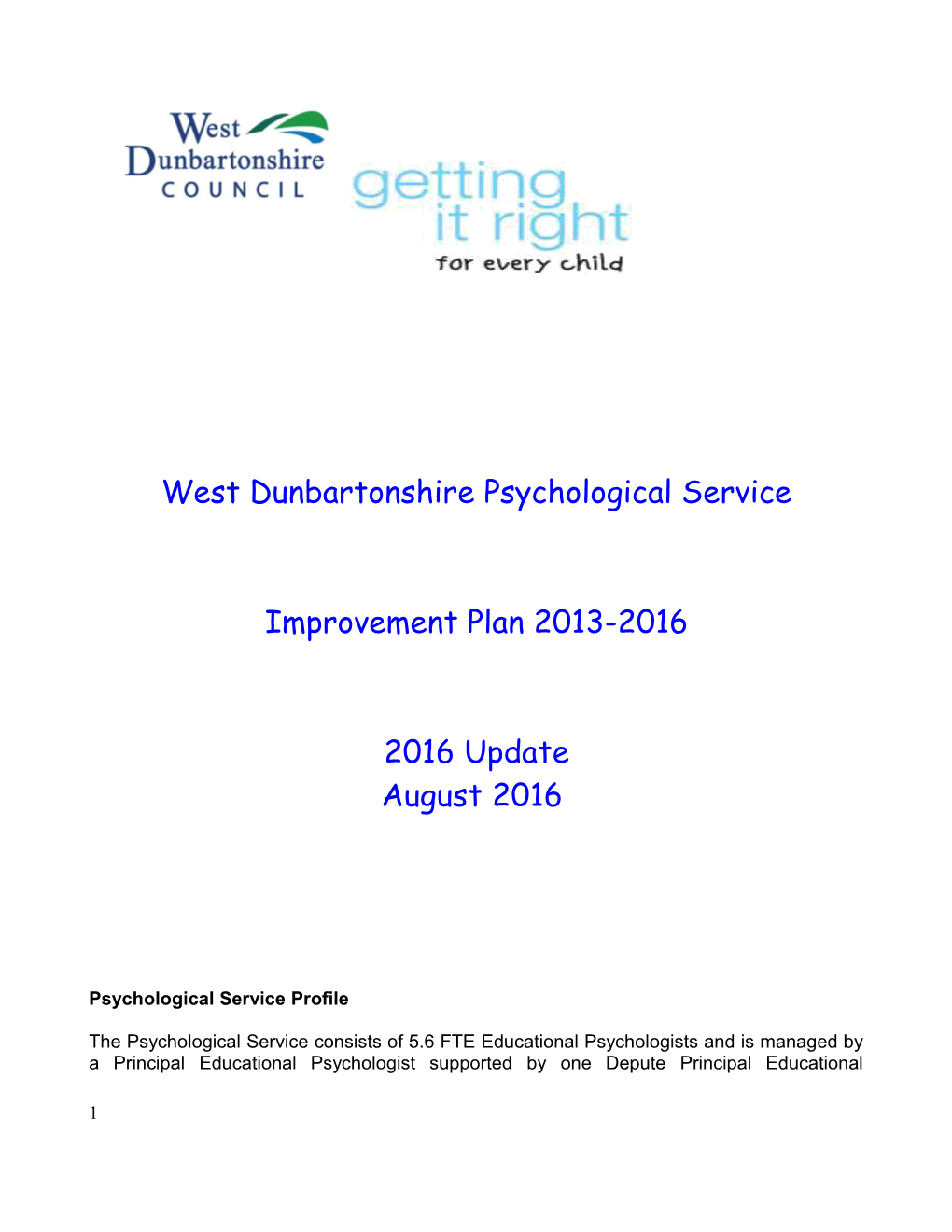West Dunbartonshire Psychological Service