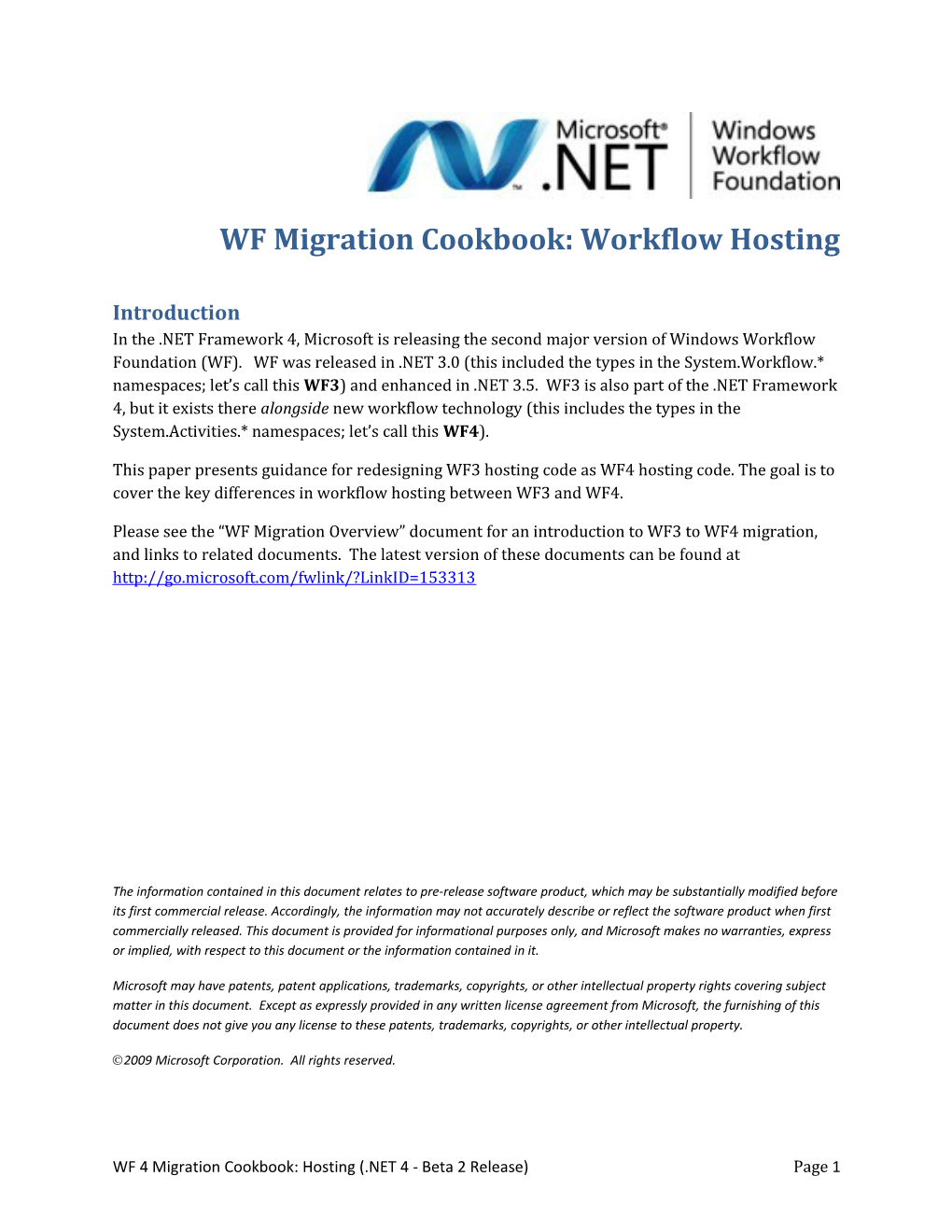 WF Migrationcookbook: Workflowhosting