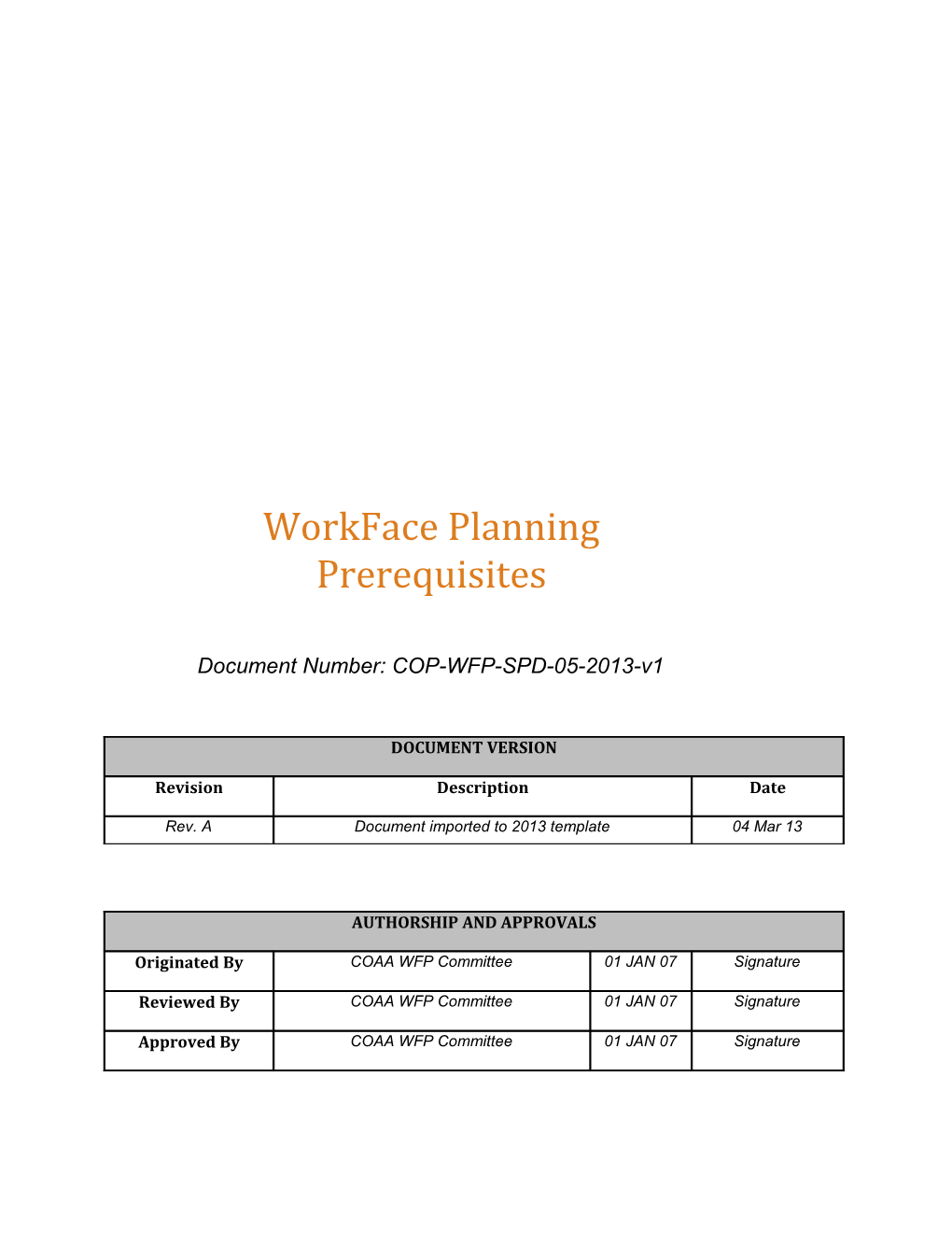 WFP-PRC-2013-105-A WFP Prerequisites