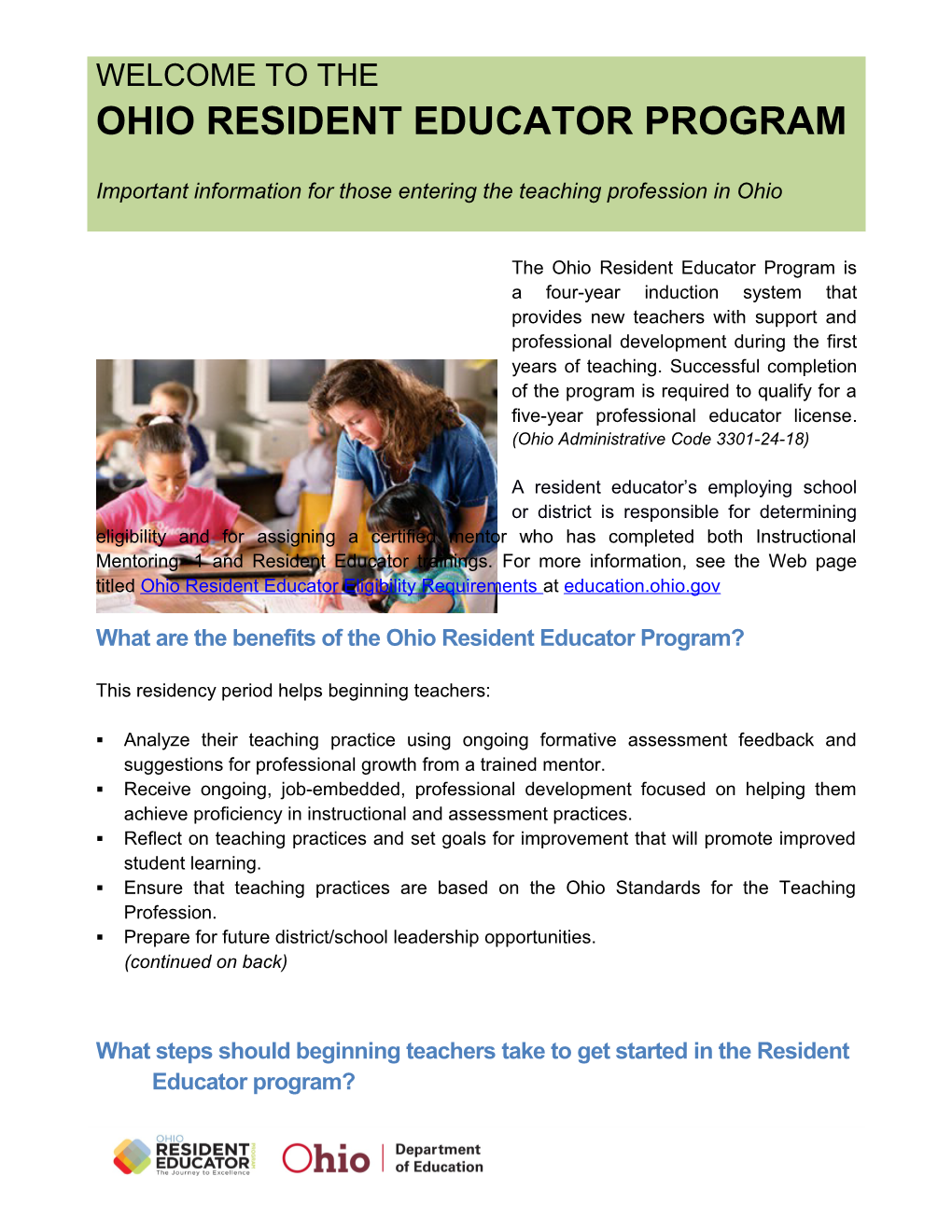 What Are the Benefits of the Ohio Resident Educator Program?