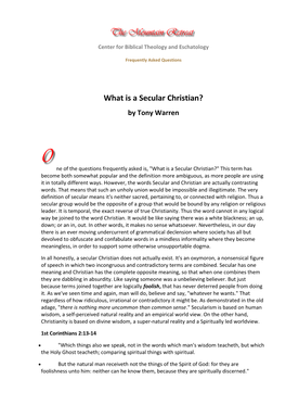 What Is a Secular Christian?