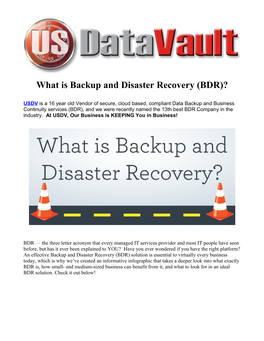 What Is Backup and Disaster Recovery (BDR)?