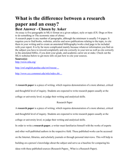What Is the Difference Between a Research Paper and an Essay