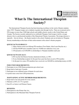 What Is the International Thespian Society?