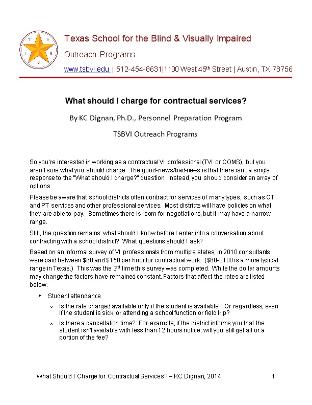 What Should I Charge for Contractual Services?