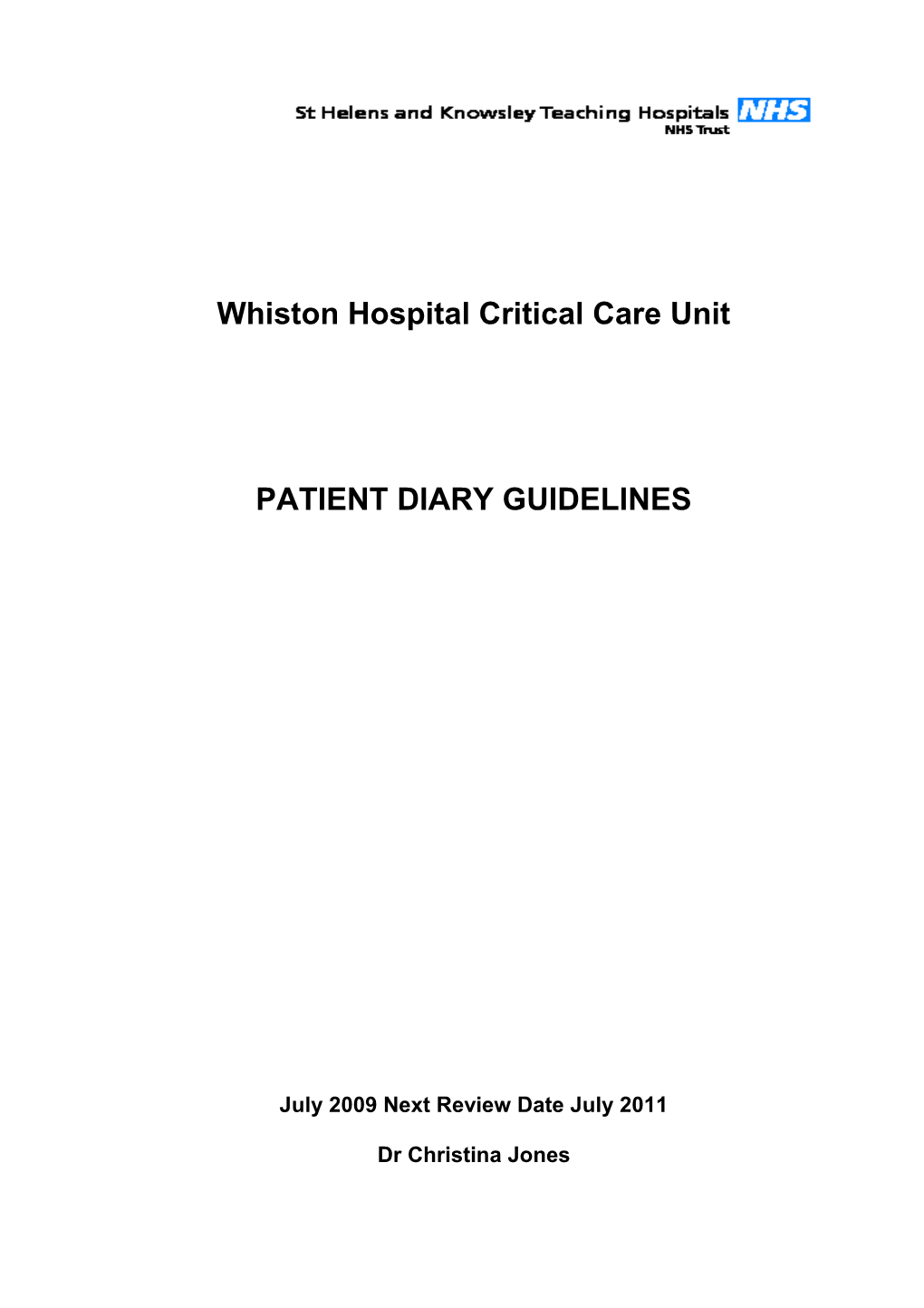 Whiston Hospital Critical Care Unit