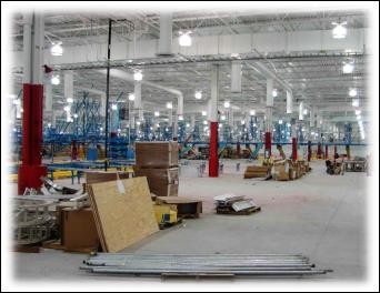 A view inside the Michigan Metroplex warehouse