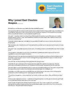 Why I Joined East Cheshire Hospice