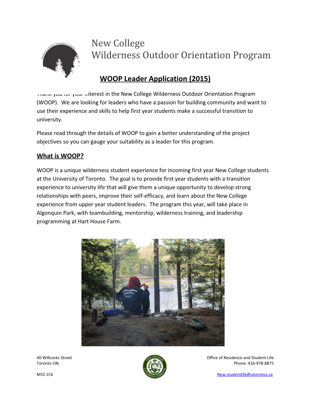 Wilderness Outdoor Orientation Program