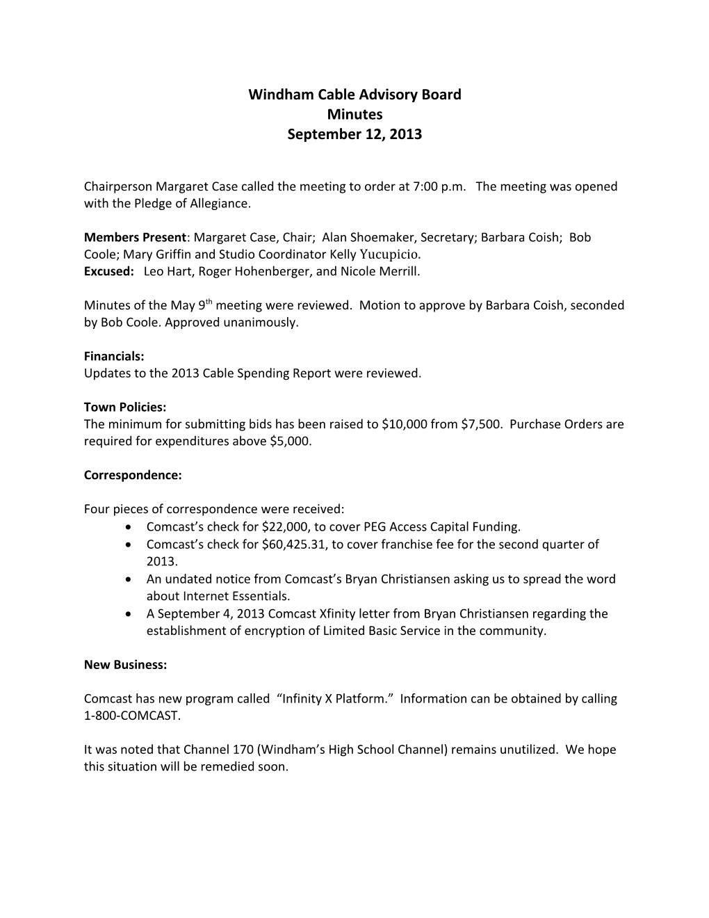 Windham Cable Advisory Board