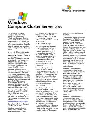 Windows Compute Cluster Server 2003 - Datasheet