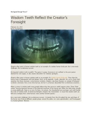 Wisdom Teeth Reflect the Creator S Foresight