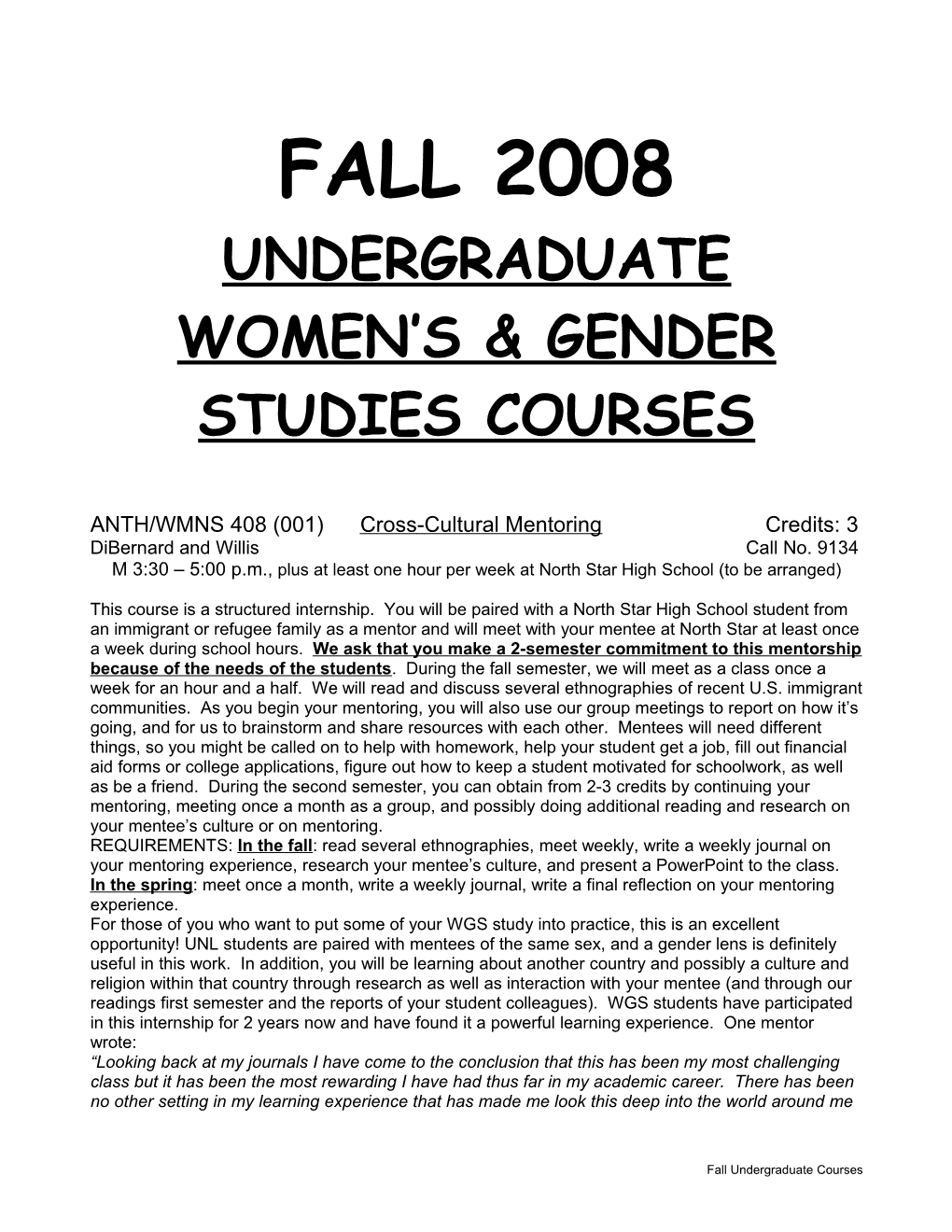 Women S & Gender Studies Courses