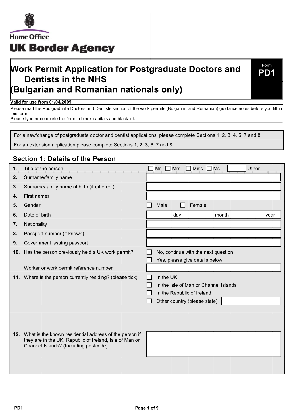 Work Permit Application for Postgraduate Doctors and Dentists in the NHS