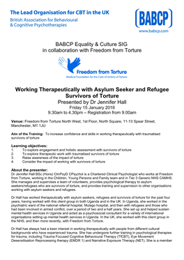 Working Therapeutically with Asylum Seeker and Refugee Survivors of Torture