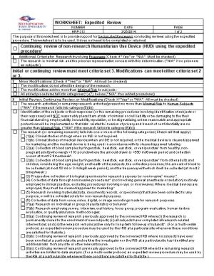 WORKSHEET: Eligibility for Review Using the Expedited Procedure