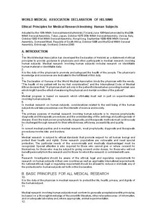 World Medical Association Declaration of Helsinki