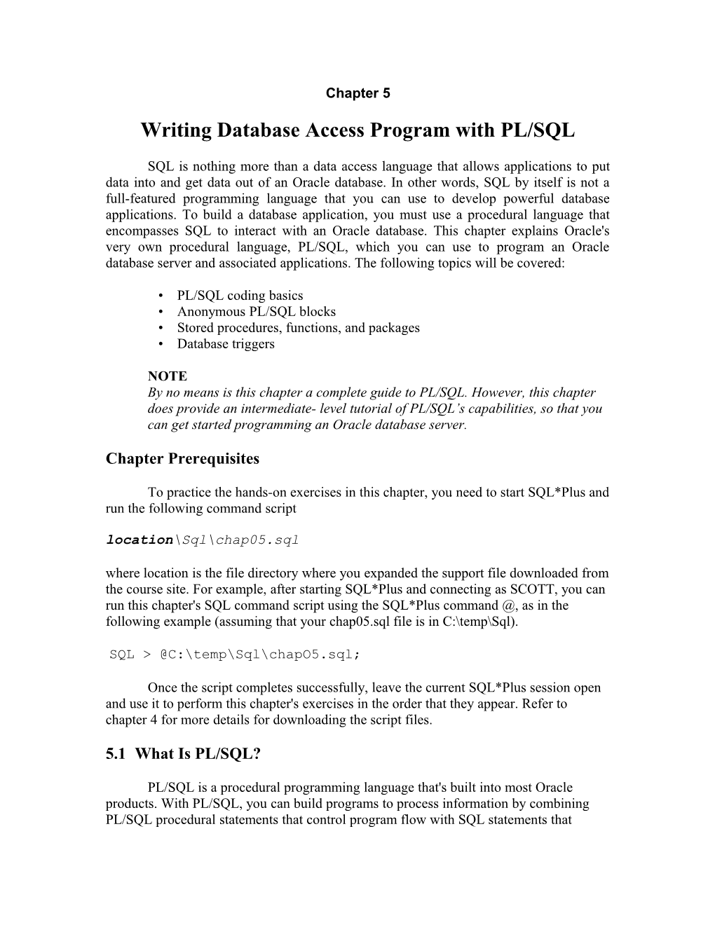Writing Database Access Program with PL/SQL