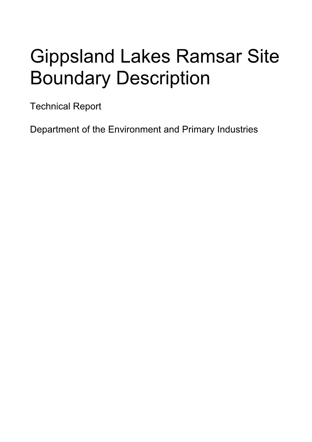 Written Description of the Gippsland Lakes Ramsar Site Boundary